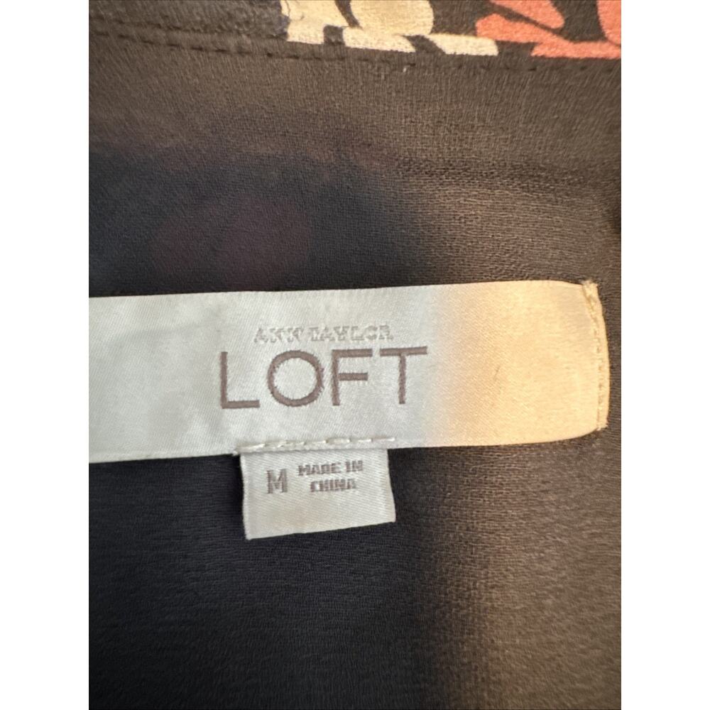 LOFT Floral Smocked Ruffle Maxi Dress Gray Long Sleeve Style 404708 Fall 2019 M - Picture 12 of 14